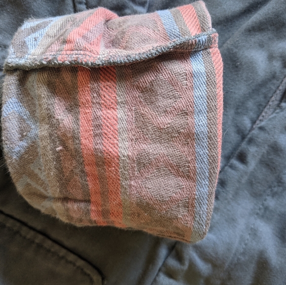 Light Weight Blue Gray Jacket w Coral Aztec Print - Picture 8 of 10